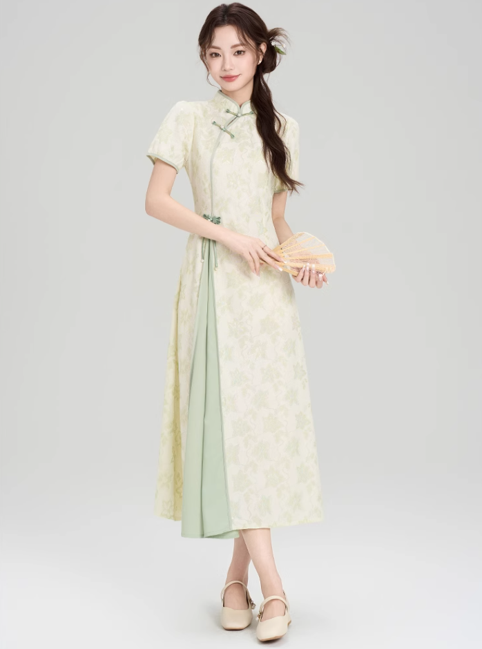 New Chinese style national style element dress new improved cheongsam long skirt R2374