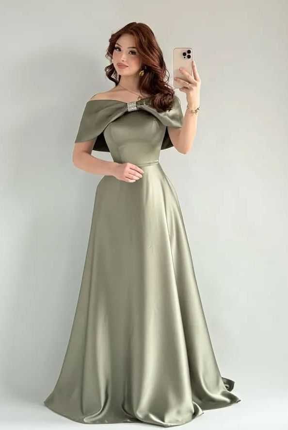 Silky Sleeveless Satin Corset Prom Gown ,Dreamy Bud Green Maxi Evening Dress Ball Gown RS2079