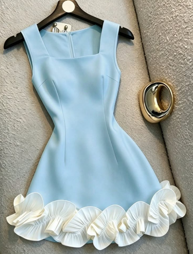 Silky Satin Bodycon Homecoming Dress , Fresh Blue Short Prom Dress RS2109