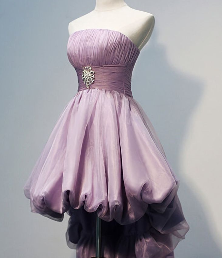 Puffy Strapless Corset Homecoming Dress , Elegant Lavender Short Prom Dress RS2119