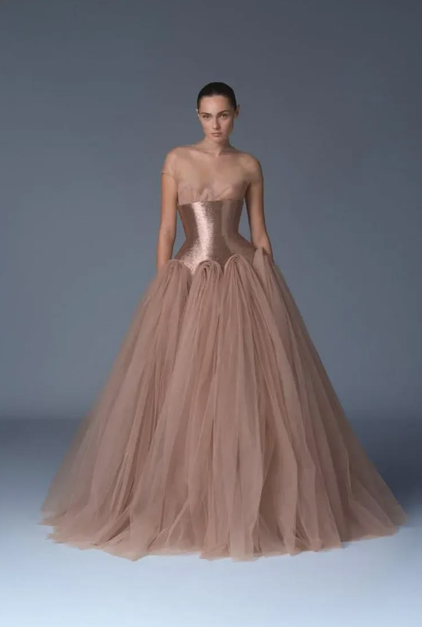Puffy Tulle Strapless Corset Prom Gown ,Sparkly Women's Maxi Evening Dress RS2159