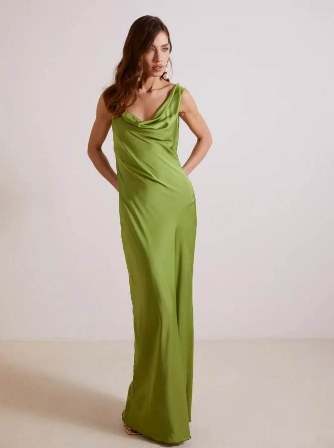 Green Resort Chiffon Prom Gown ,Minimalist Women's Maxi Summer Dress Party Dress RS2160