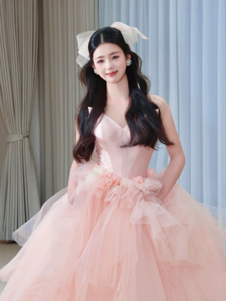 Tulle Puffy Romantic Corset Prom Gown , Sweet Women's Maxi Birthday Dress Ball Gown RS2175