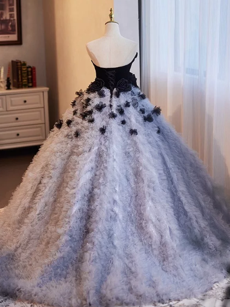 Tulle Puffy Applique Corset Prom Gown , Dreamy Lavender Women's Maxi Evening Dress Ball Gown RS2215
