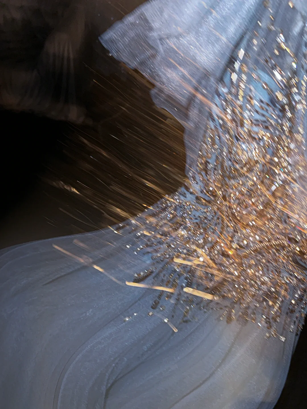 Light blue V-neck fitted long ball gown/bridal dress R8810