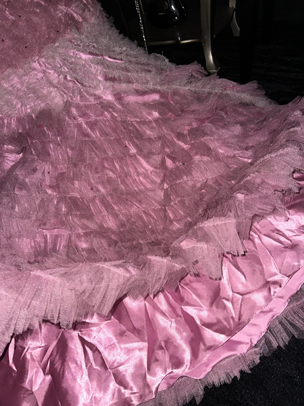 Pink halter-neck fitted bodycon mermaid tiered skirt ball gown R6965