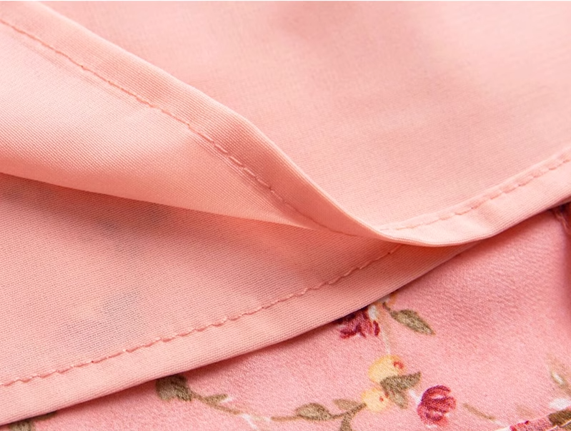 2025 Summer New Pink Floral Tube Top Lace-up Seaside Holiday Suspender Dress R0959