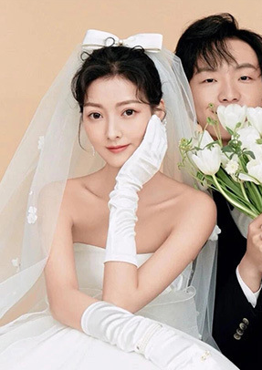 Off-white satin glossy medium-length wedding dress gloves S6235