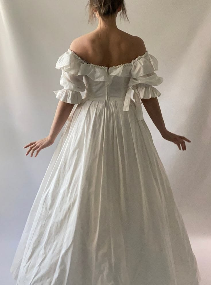 Clean Flowy Bow Women's Prom Gown White Waist Fitted Maxi Evening Dress Birthday Dress — Fall Outfit 2026 New RS3346