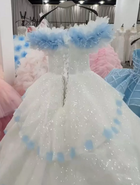 Tulle Puffy Sleeveless Corset Prom Gown , Sparkly Maxi Evening Dress Birthday Dress RS2225