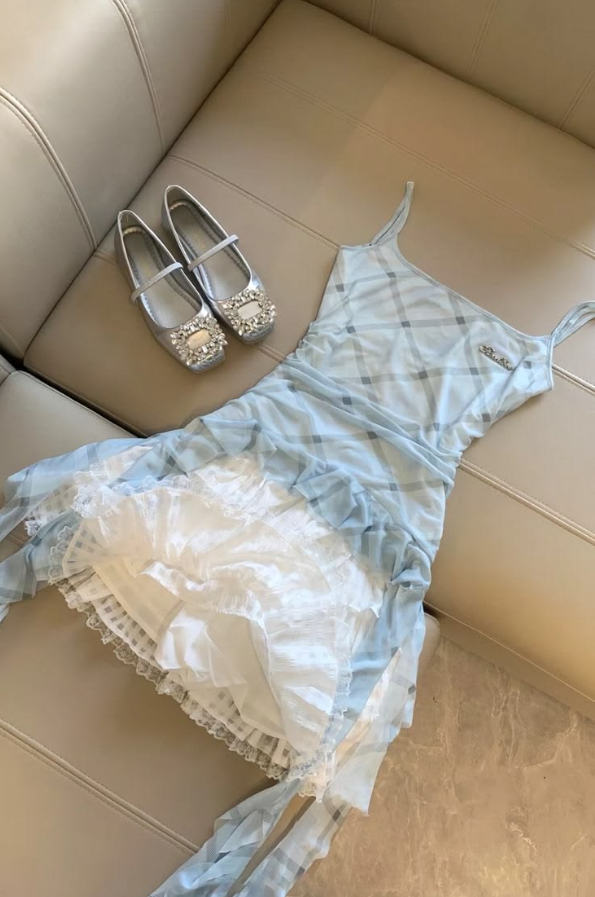 Chiffon Flowy Women's Homecoming Dress Tiered Blue Corset Short Prom Dress Summer Dress RS2242