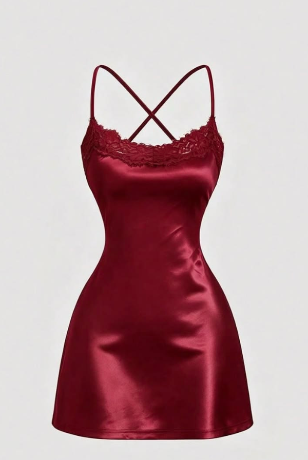 Silky Burgundy Women's Homecoming Dress Bodycon Short Prom Dress Cami Dress RS2244