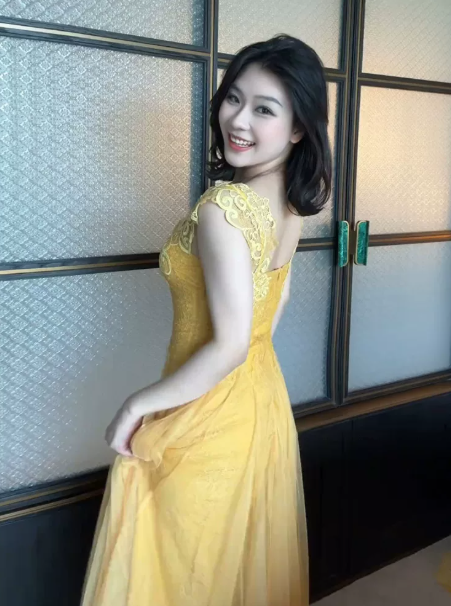 French Chic Yellow A-Line Sheer Straps Lace Embroidery Bodycon Maxi Women Dress Prom Dress RS295