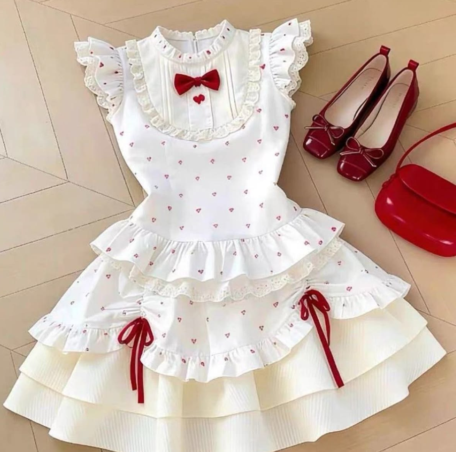 Polka Dots Ruffled Women's Homecoming Dress Minimalist Corset Mini Birthday Dress RS2256
