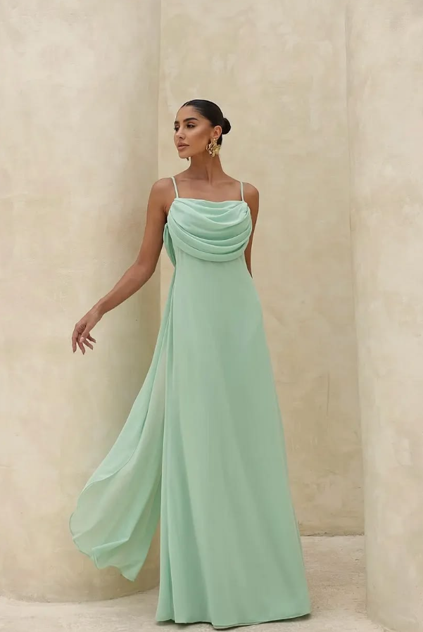Chiffon Flowy Corset Prom Gown , Mint Green Women's Maxi Summer Dress RS2271
