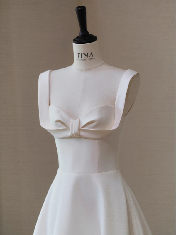 White halter chest bow design waist slim A-line long dress bridal gown R5711