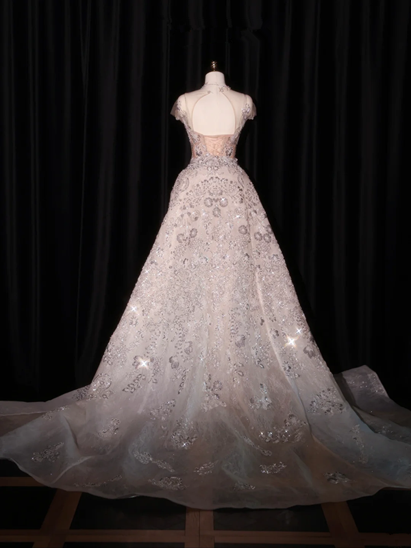 Light pink fitted waist bodycon long ball gown/bridal dress R8931