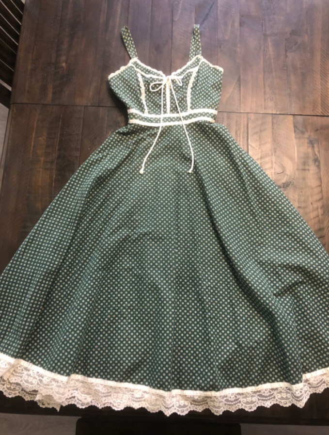 Polka Dots Flowy Corset Prom Gown , Bud Green Women's Maxi Casual Dress RS2506