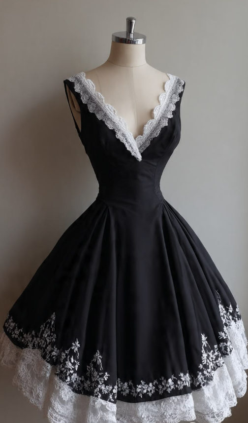 Flowy Lace Trim Women's Homecoming Dress Black Corset Short Prom Dress RS2355