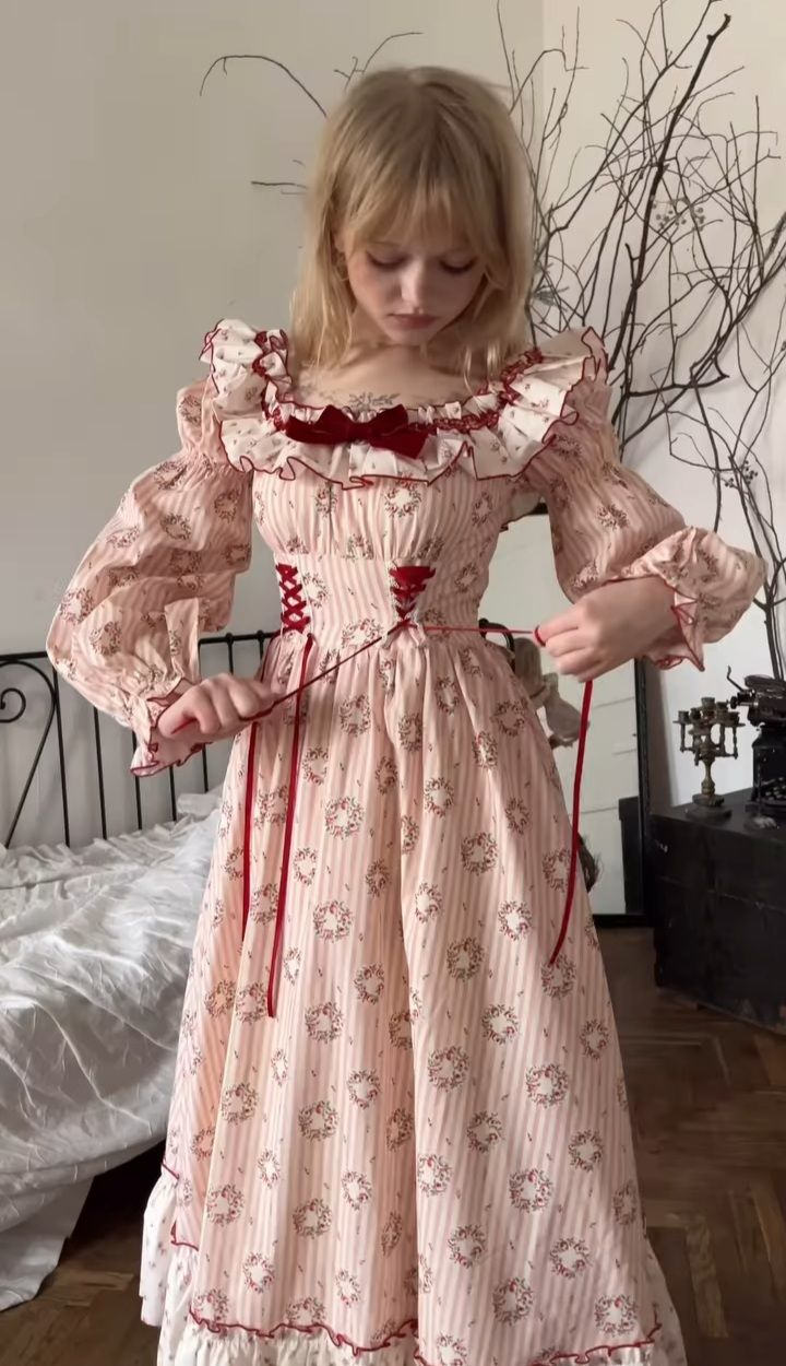 Pretty Striped Floral Women's Prom Gown Pink Waist Fitted Maxi Evening Dress Birthday Dress — Fall Outfit 2026 New RS3338