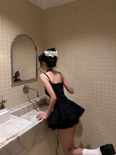Princess Style Black A-Line Spaghetti Straps Mini Summer Dress Homecoming Dress RS312