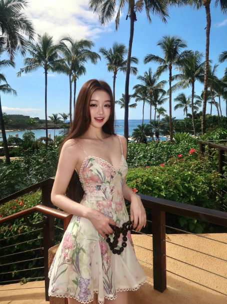 Floral Ivory A-Line Spaghetti Straps Mini Summer Dress Homecoming Dress RS313
