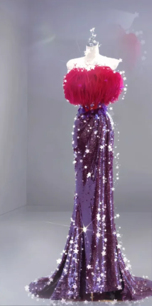 Purple Strapless Elegant Slim-Fit Long Prom Dress R6507