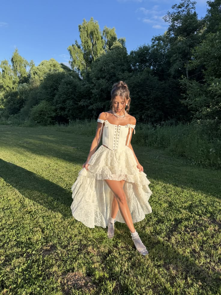 Clean Tulle Ruffled Prom Gown Ivory Women's Hi-Lo Birthday Dress Evening Dress RS2964