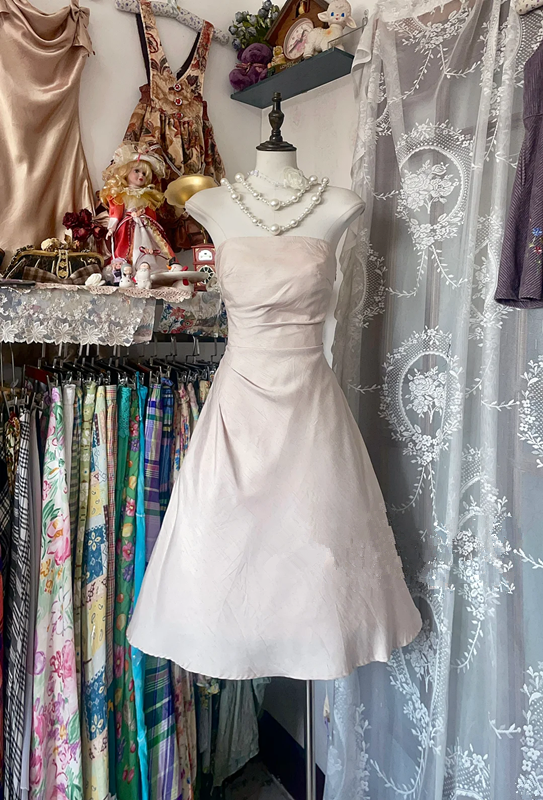 Ivory white strapless fitted midi dress, ball gown R6268