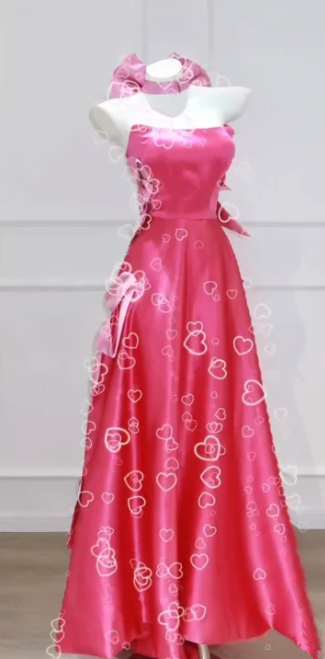 Pink strapless A-line long ball gown R6468