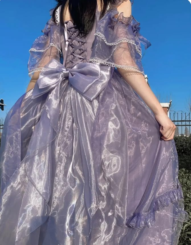 Dreamy Tulle Women's Prom Gown Purple Waist Fitted Maxi Evening Dress Birthday Dress — Fall Outfit 2026 New RS3230