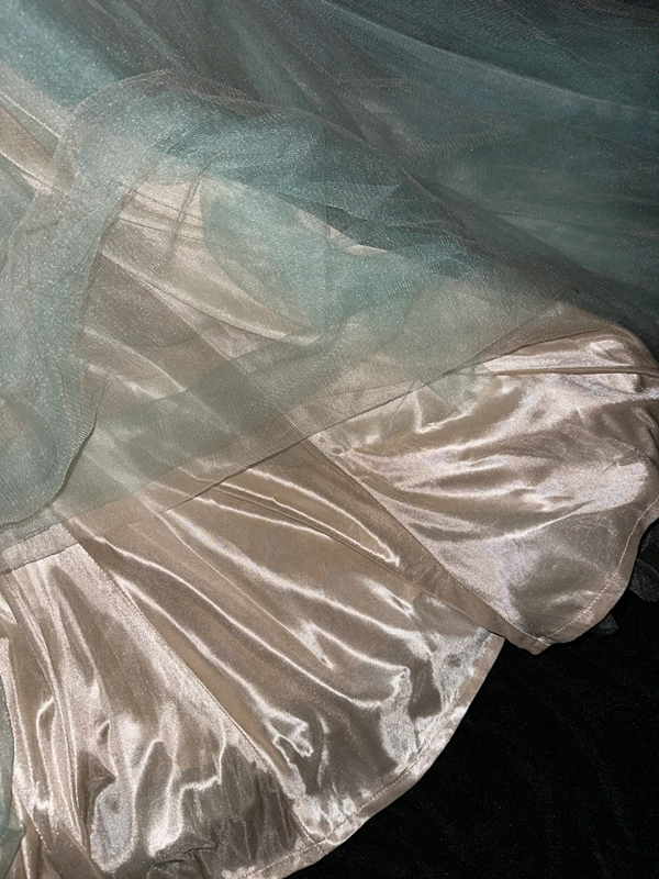 Light green strapless, fitted, elegant long ball gown R6909