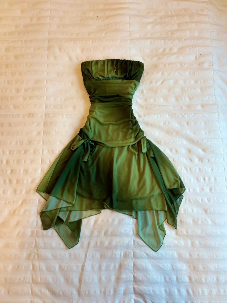 Green forest style tube top waist sexy mini skirt homecoming dress R2615