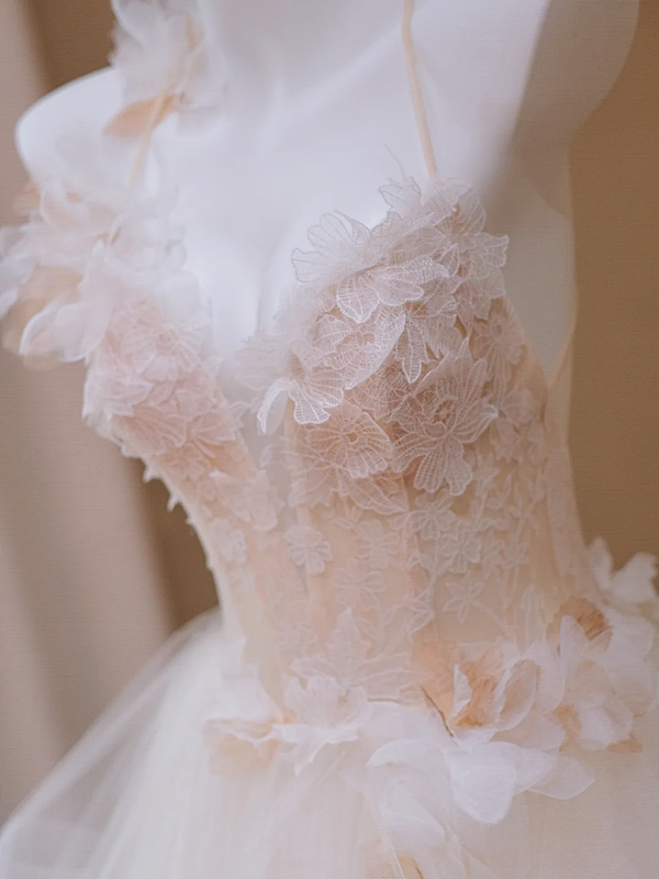 Pink halter neck slim waist cute girl bridal dress R5717