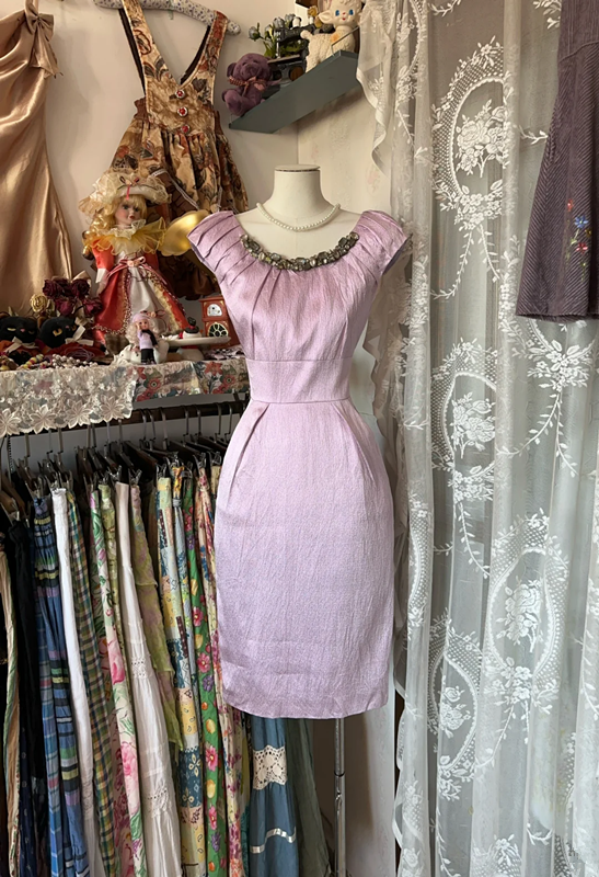 Light purple fitted bodycon mini skirt, ball gown R6391