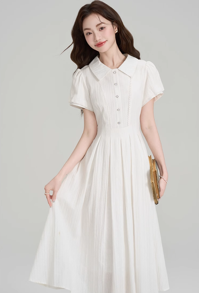 Summer gentle style little white dress new French college style temperament dress R2360