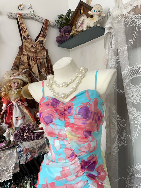 Pink Floral Strapless Waist Slim Fit Sexy Maxi Ball Gown R6153