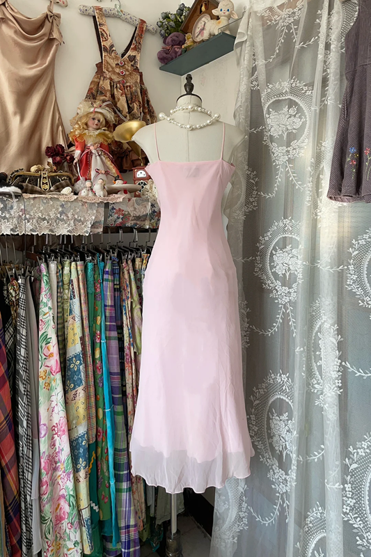 Pink halter-neck fitted midi dress, ball gown R6273