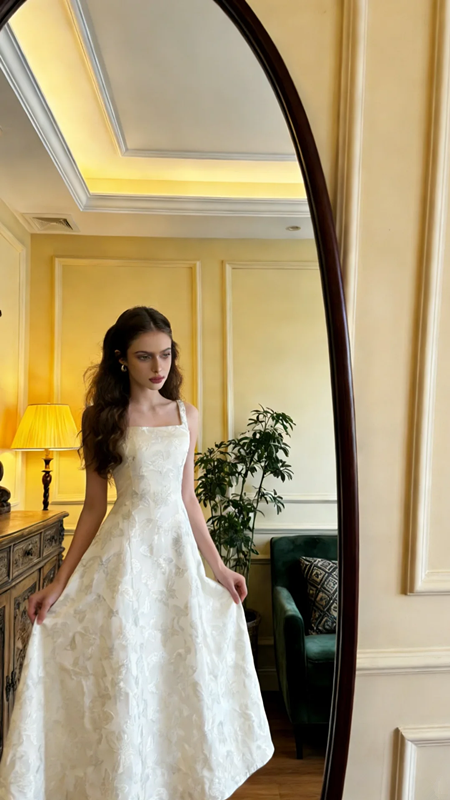 White halter-neck fitted elegant ball gown/bridal dress R8605