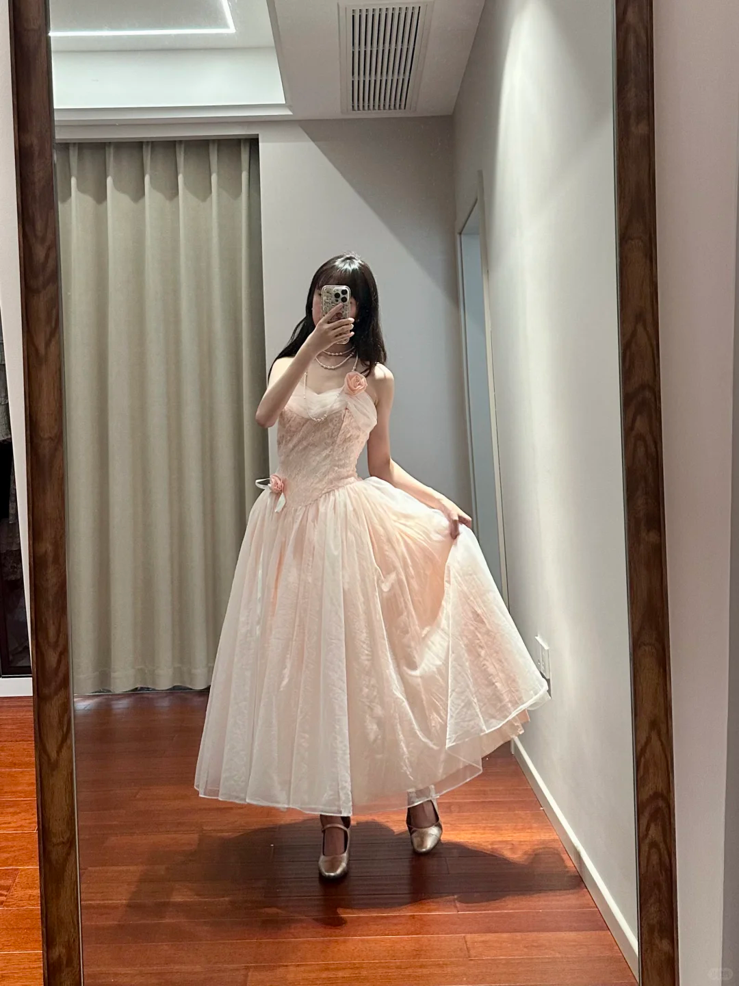 Light pink strapless fitted long ball gown, bridal dress R8849