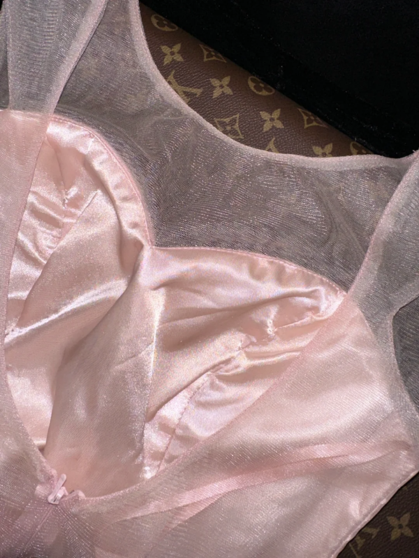 Light pink sleeveless fitted waist elegant long ball gown R6992