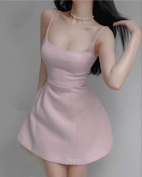 Pink suspenders waist slimming A-line short skirt homecoming dress R3164