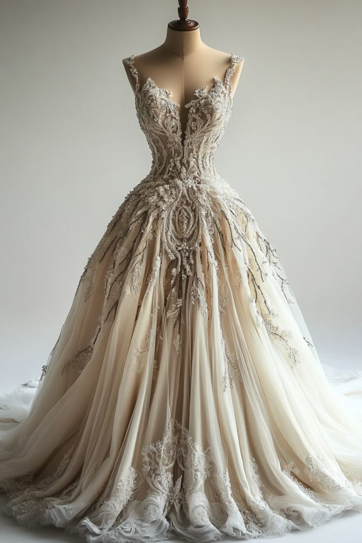 A Line Tulle Appliques Wedding Dress Vintage Long Evening Dress S7120