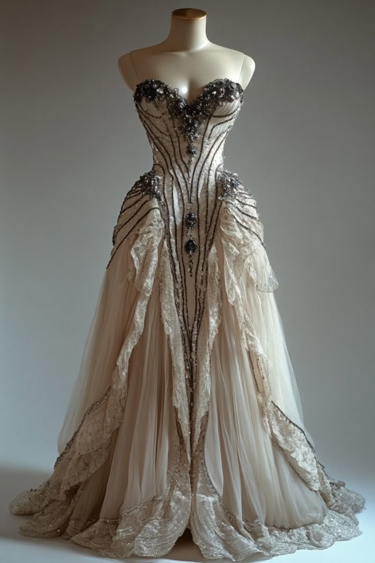 Glamorous Wedding Dress Vintage Long Evening Dress S7115