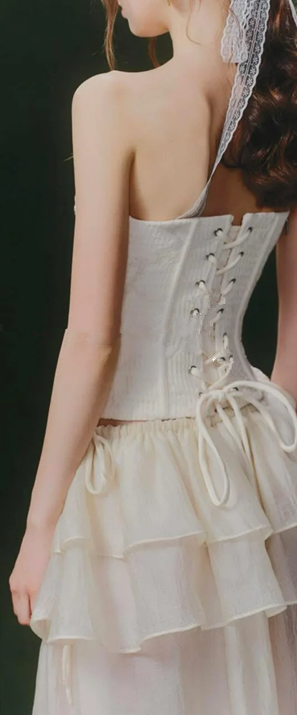 White tube top waist slim fishbone top sexy long skirt homecoming dress R4915