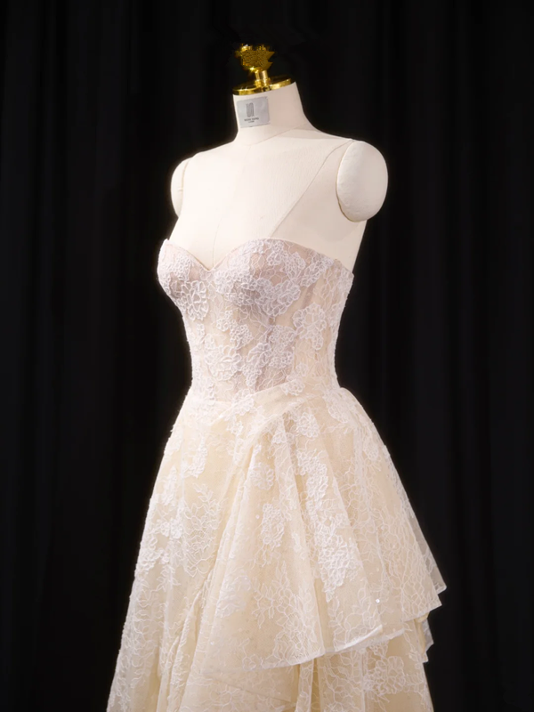 Light apricot strapless fitted long ball gown, bridal dress R8913