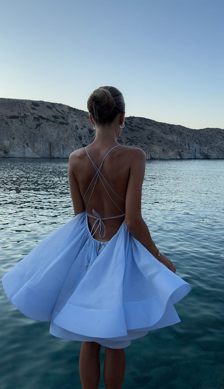 A Line Sky Blue Spaghetti Straps Short Party Dresses S7181