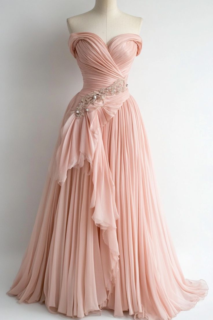 Pink Chiffon Long Prom Dress for Women,Elegant Evening Dress S7246