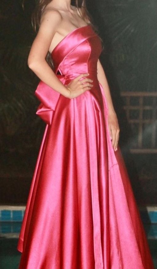 Hot Pink A-Line Satin Long Prom Party Dress Formal Evening Dress S7177