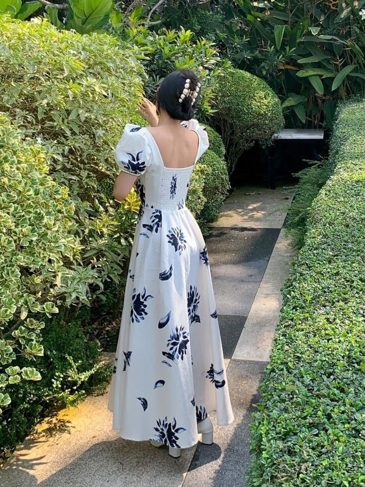 A Line Puff Sleeves Evening Dress Prom Dress S7043